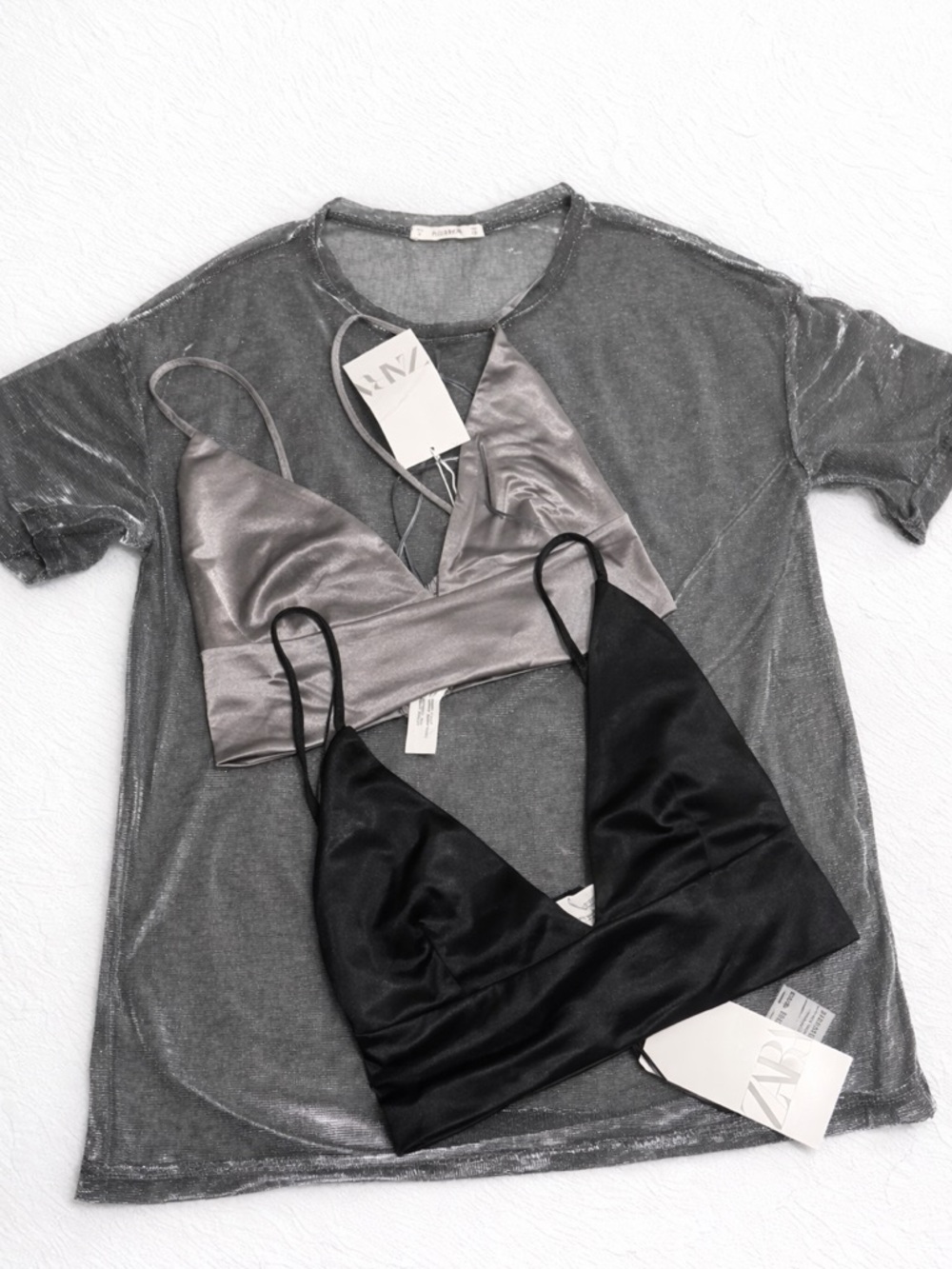 Festival Set- Pull & Bear Metallic Top + Zara Bralettes (Size S)